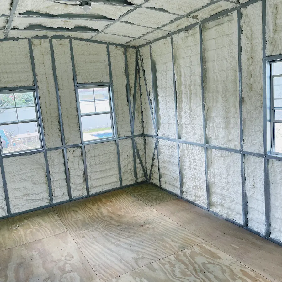 Closed-cell spray foam insulation applied to wall cavities in a residential project in Elmsford
